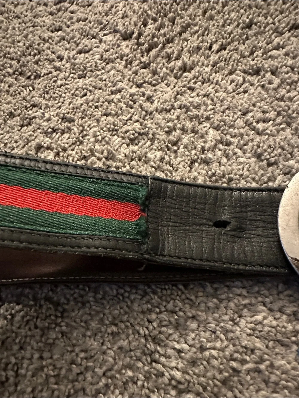 Unisex authentic Gucci belt with Silver Buckle